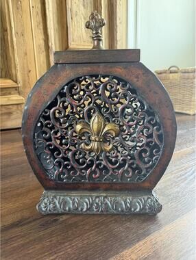 Home Decor |  Fleur de Lis Decorative Scroll Storage Box | 1126
